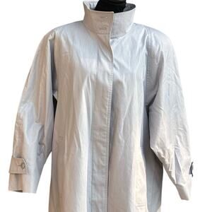London Fog Sz14 Petite Women Light Grey Classic Trenchcoat Hidden Buttons Lined